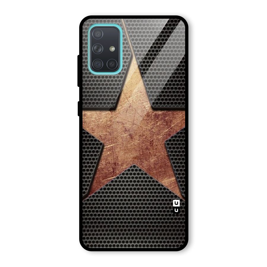 Rugged Gold Star Glass Back Case for Galaxy A71