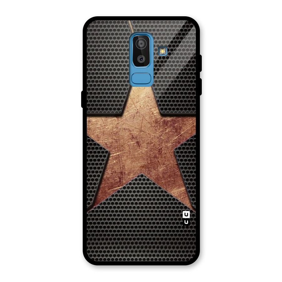 Rugged Gold Star Glass Back Case for Galaxy J8