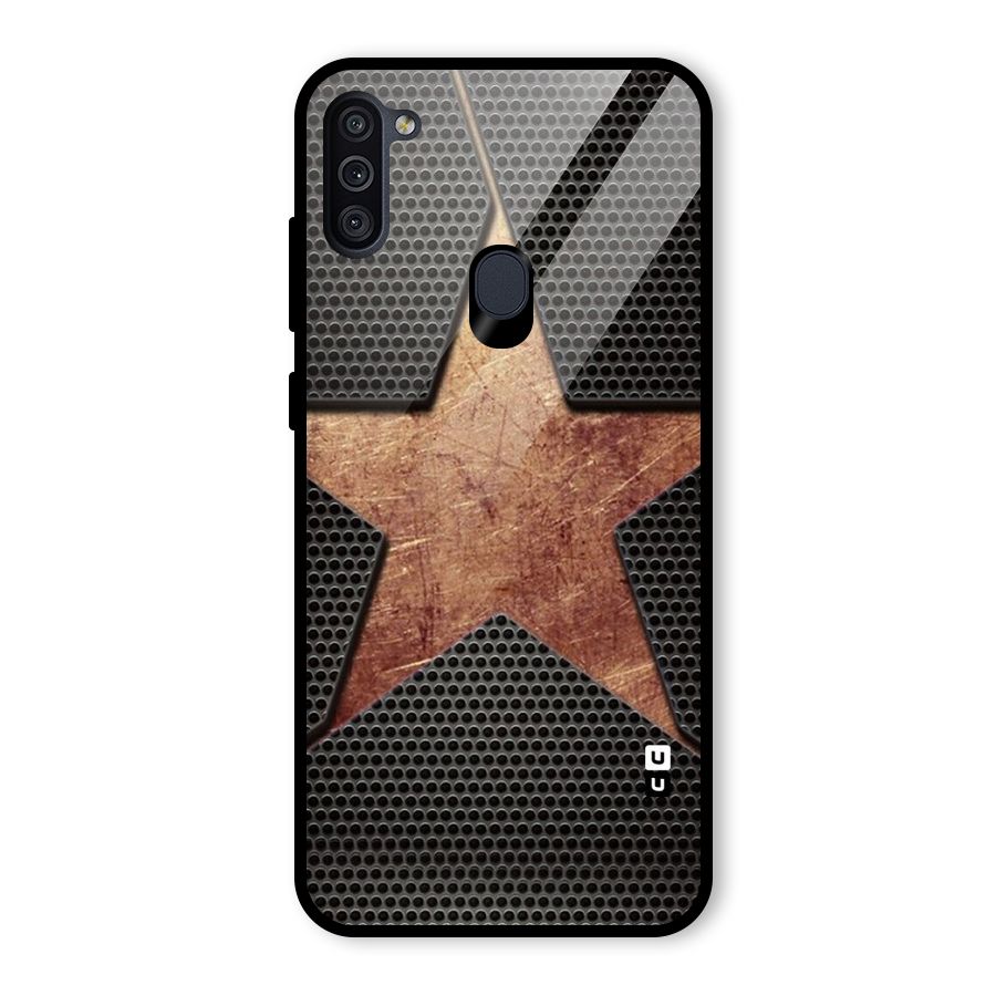 Rugged Gold Star Glass Back Case for Galaxy M11