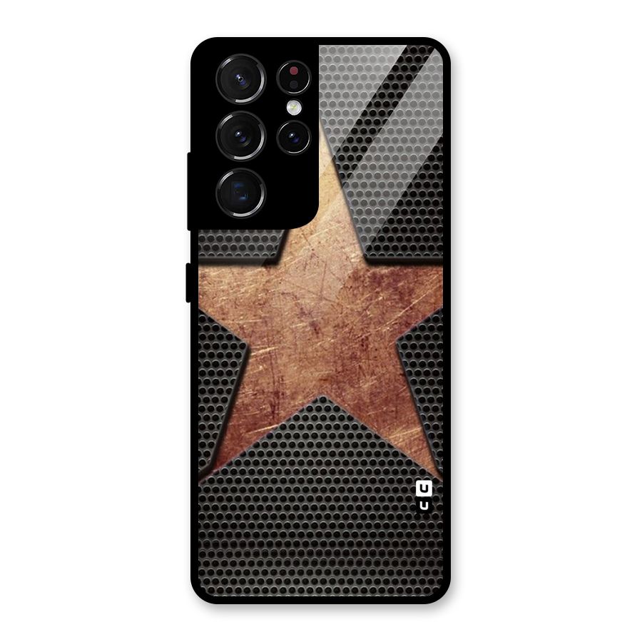 Rugged Gold Star Glass Back Case for Galaxy S21 Ultra 5G