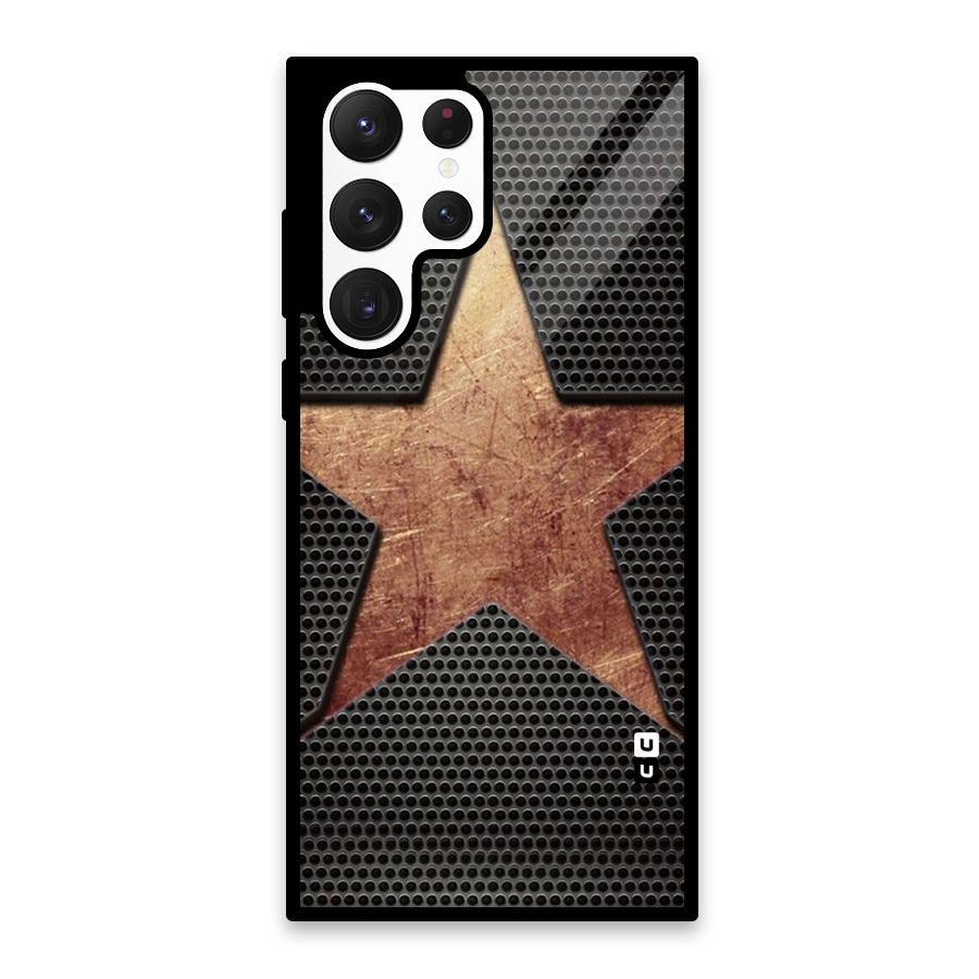 Rugged Gold Star Glass Back Case for Galaxy S22 Ultra 5G