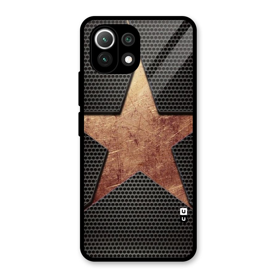 Rugged Gold Star Glass Back Case for Mi 11 Lite NE 5G