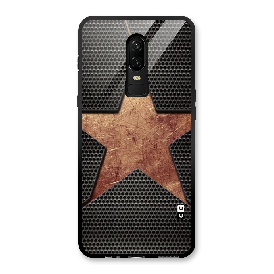 Rugged Gold Star Glass Back Case for OnePlus 6