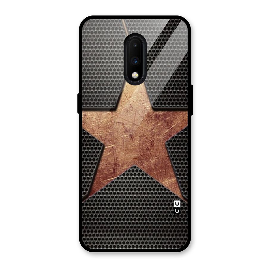Rugged Gold Star Glass Back Case for OnePlus 7