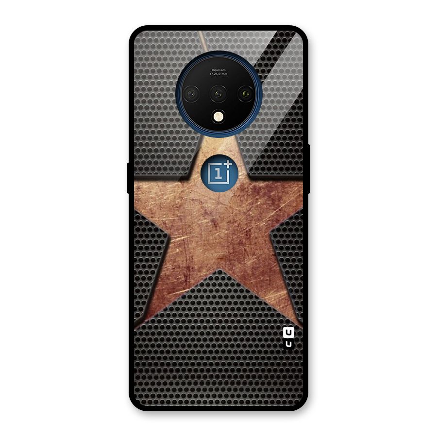 Rugged Gold Star Glass Back Case for OnePlus 7T