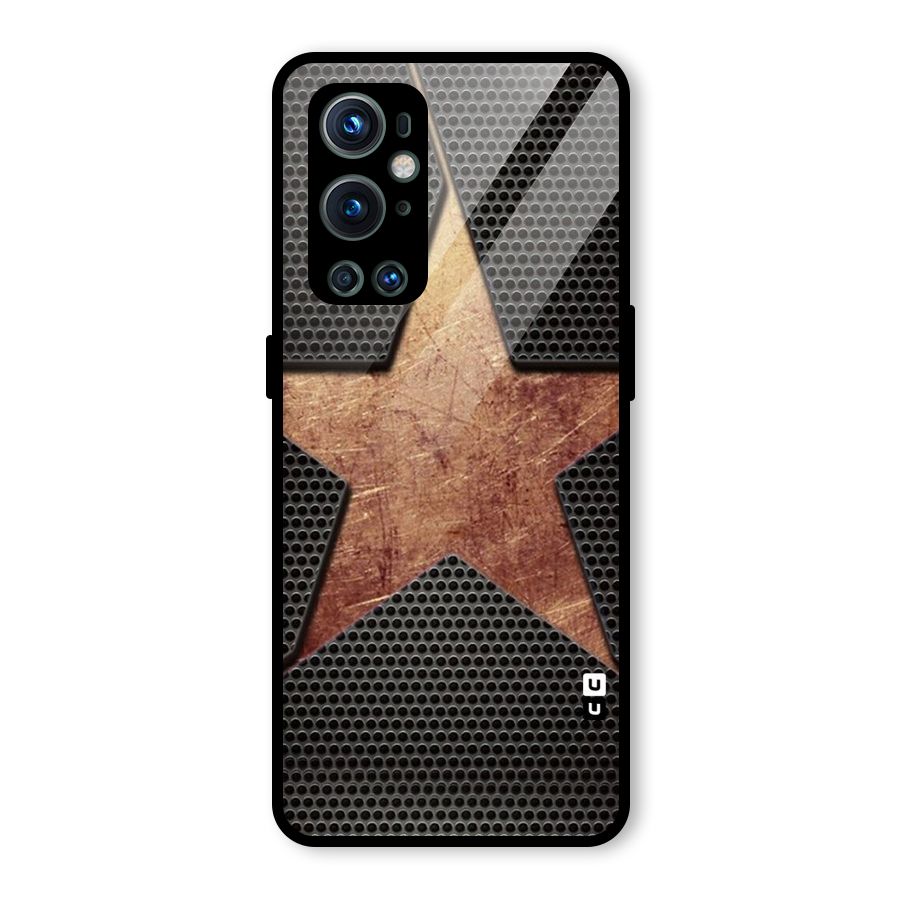 Rugged Gold Star Glass Back Case for OnePlus 9 Pro