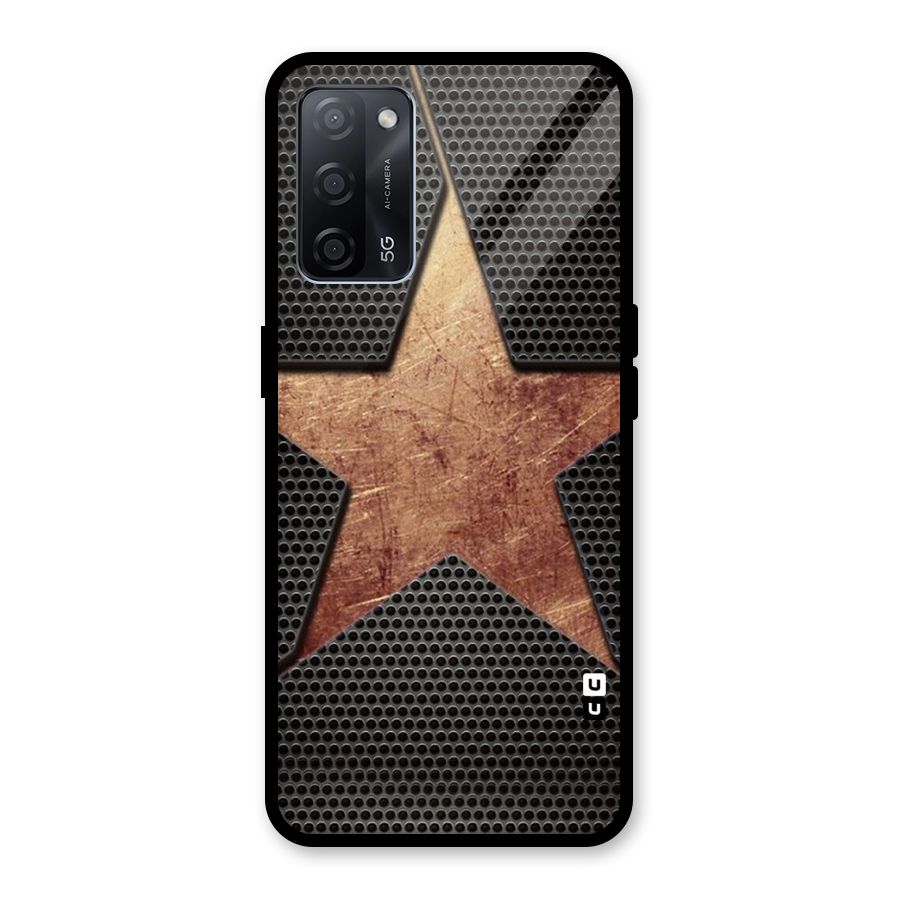 Rugged Gold Star Glass Back Case for Oppo A53s 5G