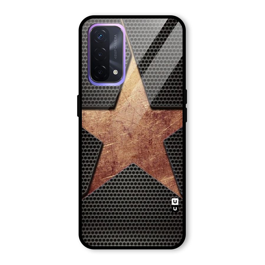 Rugged Gold Star Glass Back Case for Oppo A74 5G