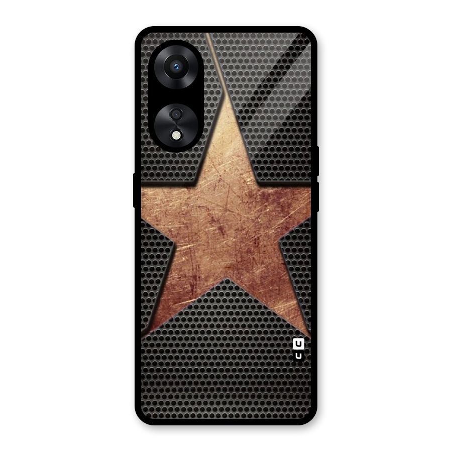 Rugged Gold Star Glass Back Case for Oppo A78
