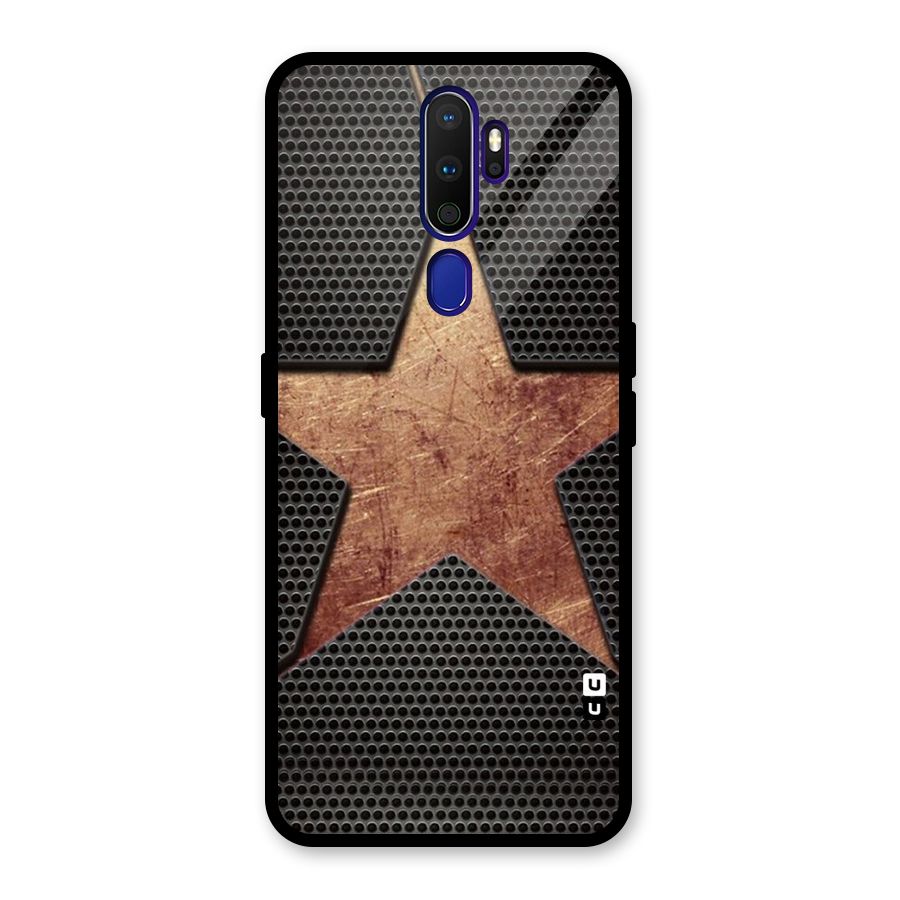 Rugged Gold Star Glass Back Case for Oppo A9 (2020)