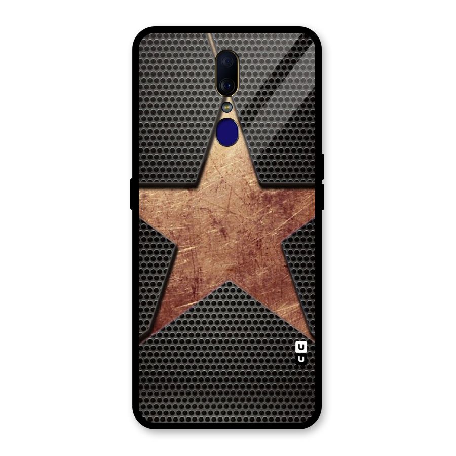 Rugged Gold Star Glass Back Case for Oppo F11