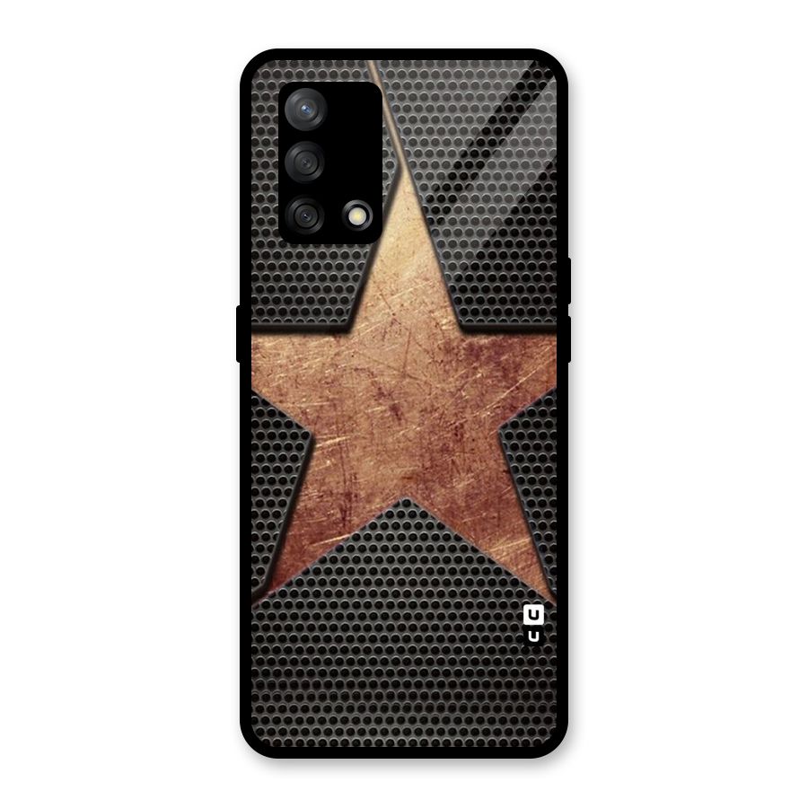 Rugged Gold Star Glass Back Case for Oppo F19