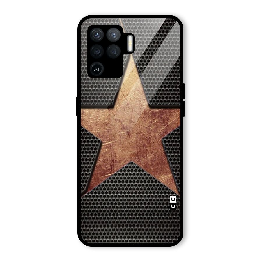 Rugged Gold Star Glass Back Case for Oppo F19 Pro