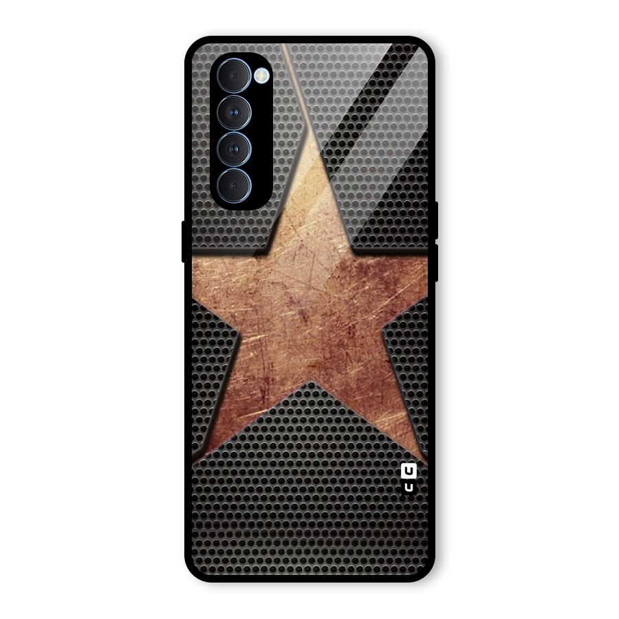 Rugged Gold Star Glass Back Case for Oppo Reno4 Pro