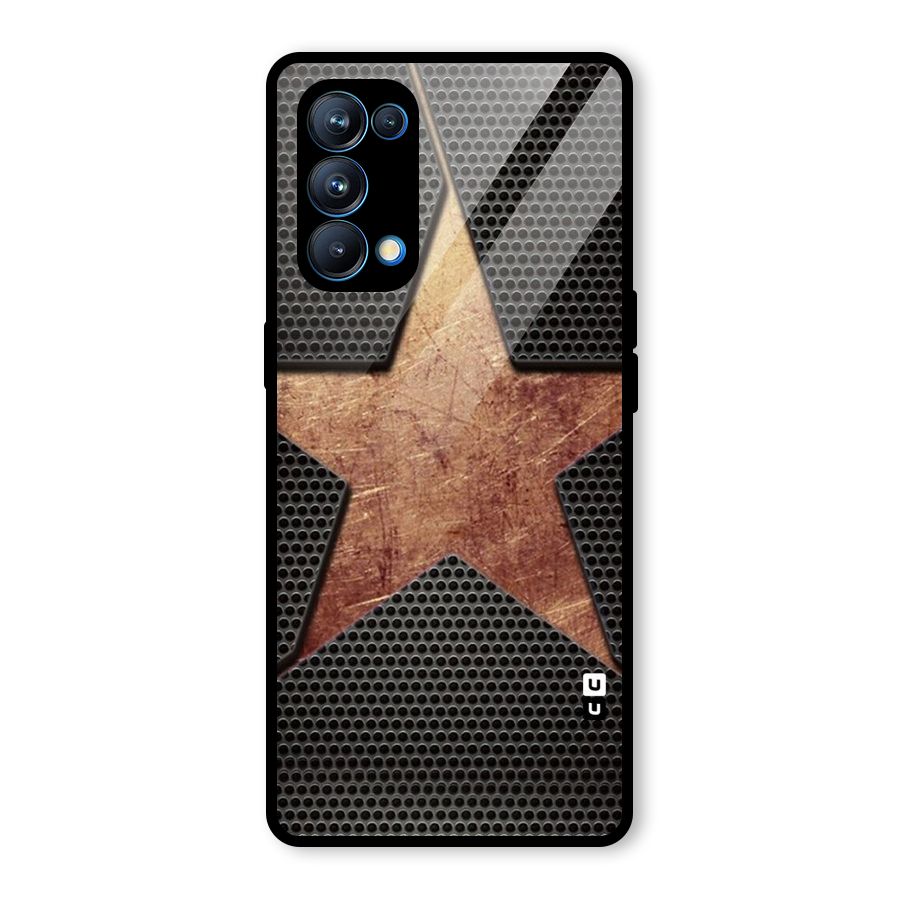 Rugged Gold Star Glass Back Case for Oppo Reno5 Pro 5G