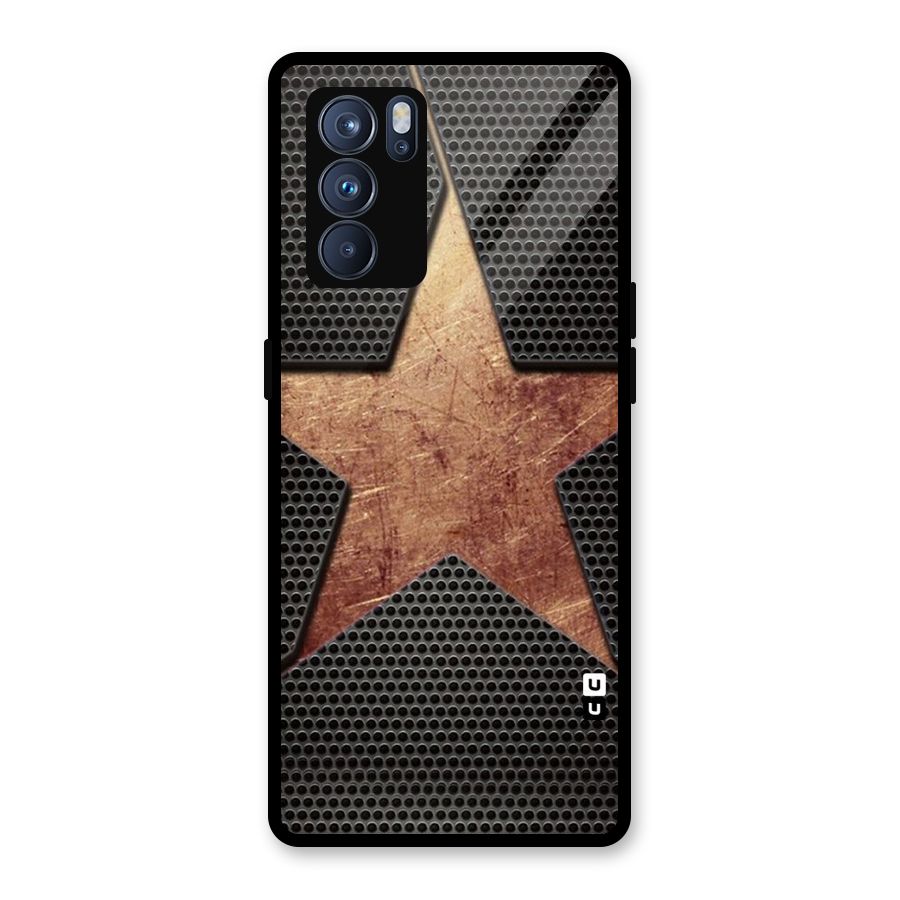 Rugged Gold Star Glass Back Case for Oppo Reno6 Pro 5G