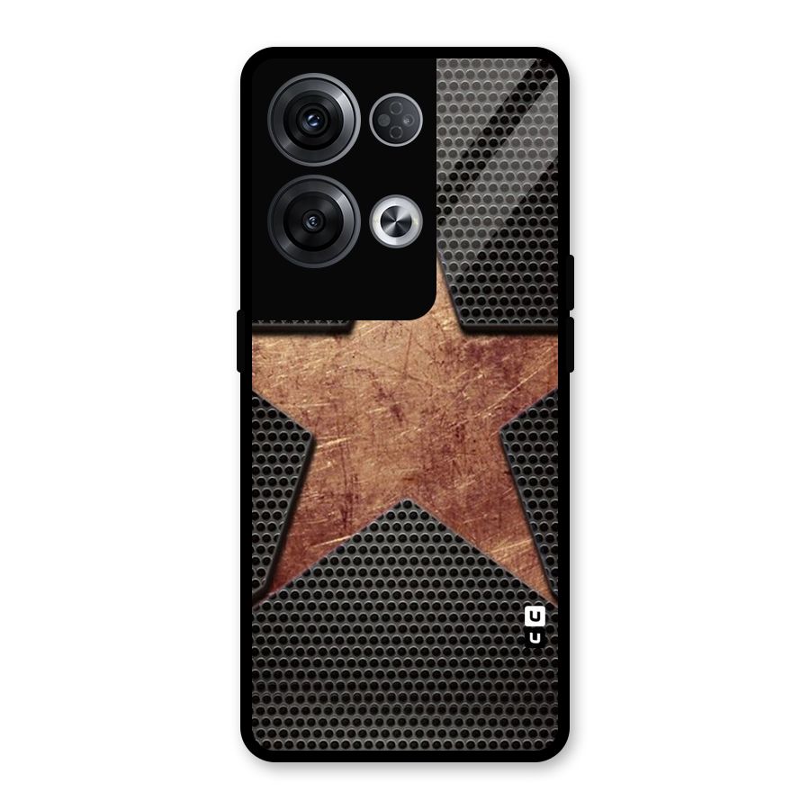 Rugged Gold Star Glass Back Case for Oppo Reno8 Pro 5G