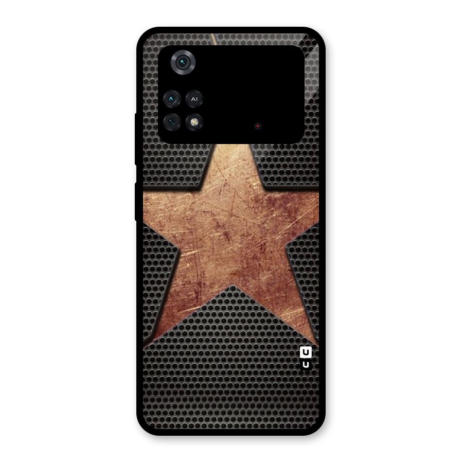 Rugged Gold Star Glass Back Case for Poco M4 Pro 4G