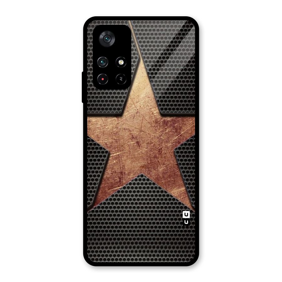 Rugged Gold Star Glass Back Case for Poco M4 Pro 5G
