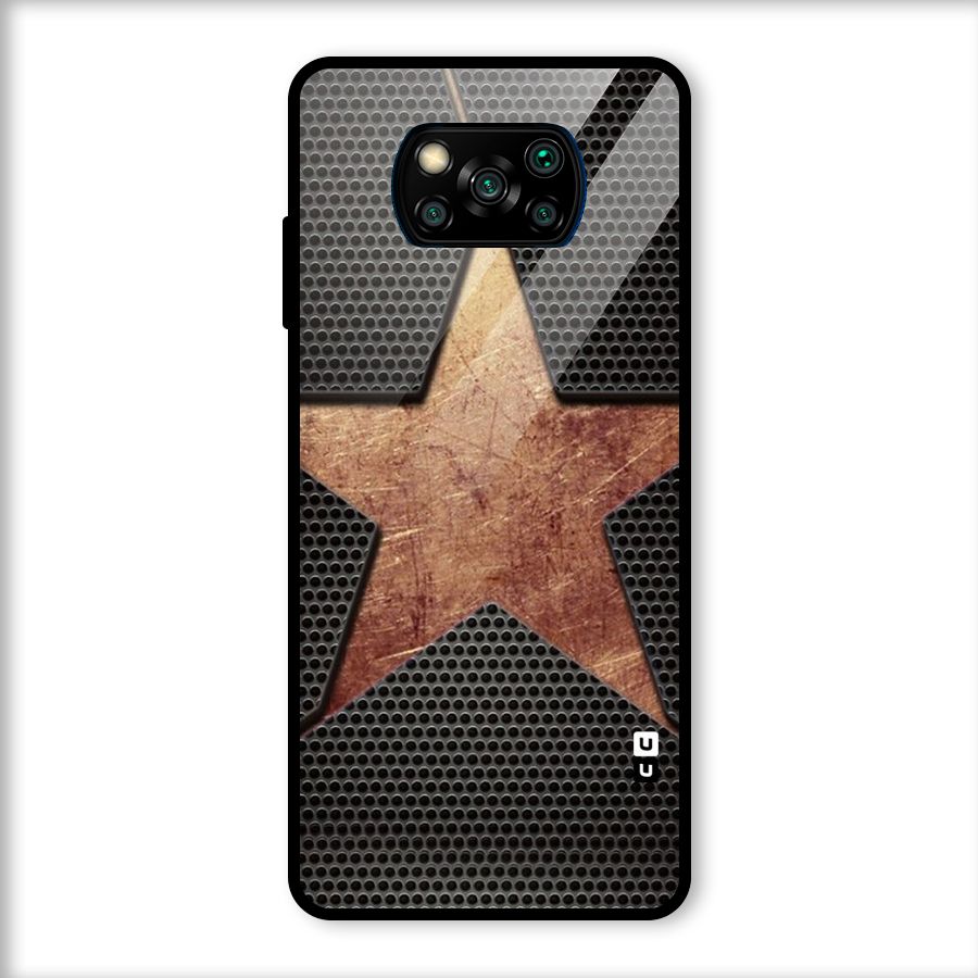 Rugged Gold Star Glass Back Case for Poco X3