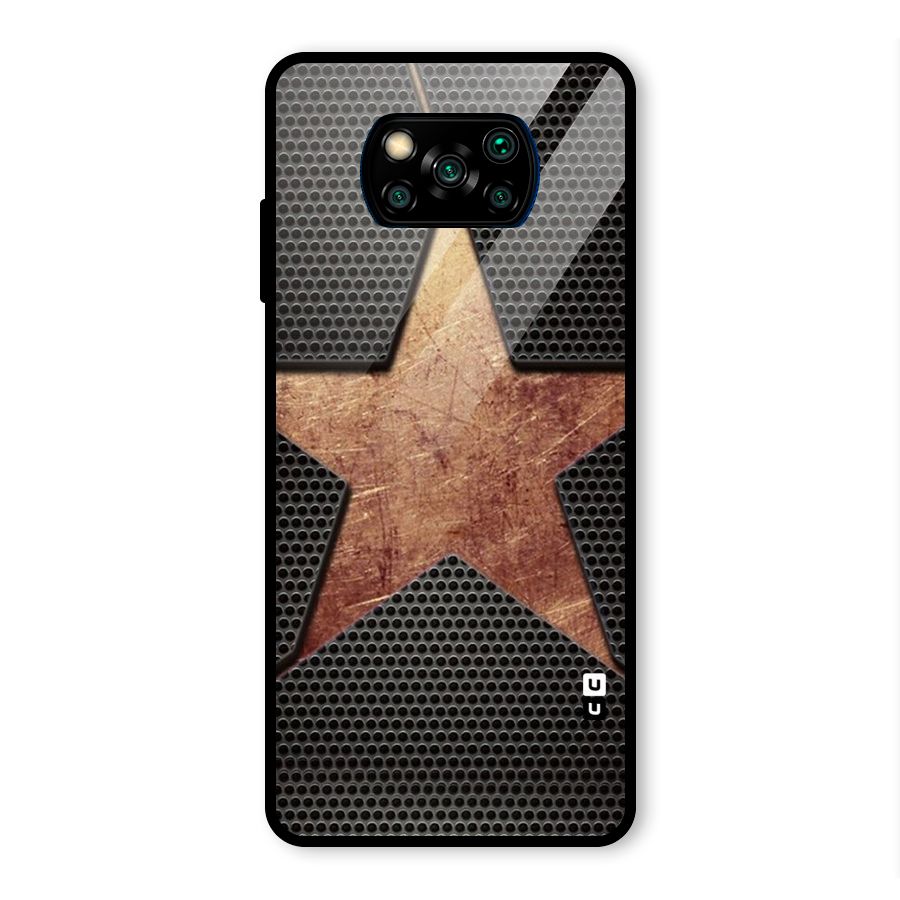 Rugged Gold Star Glass Back Case for Poco X3 Pro