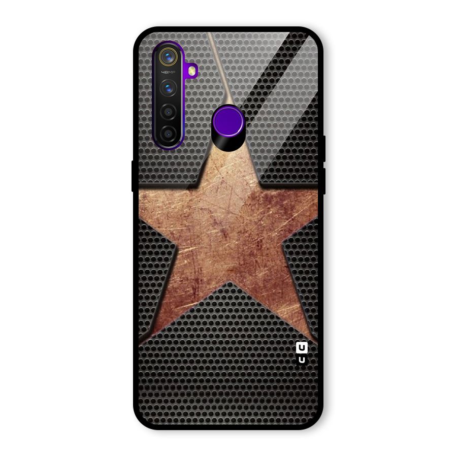 Rugged Gold Star Glass Back Case for Realme 5 Pro