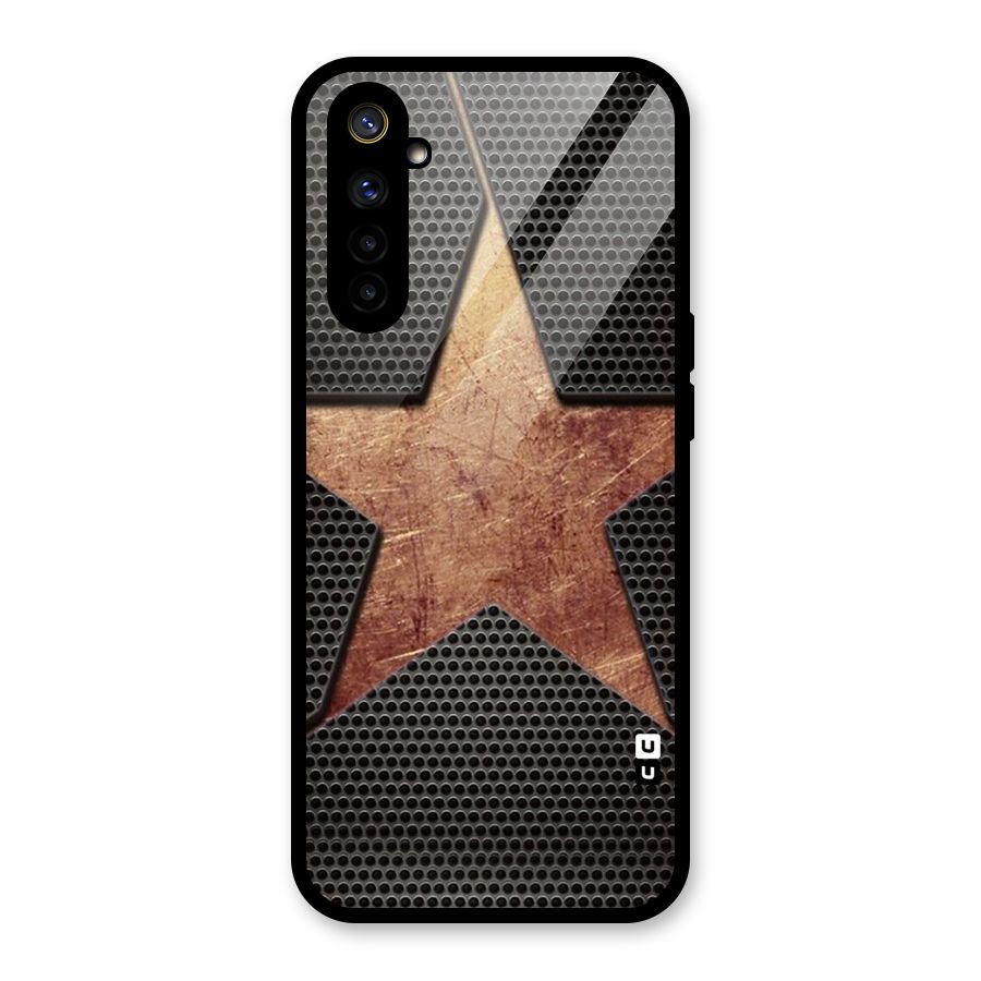 Rugged Gold Star Glass Back Case for Realme 6