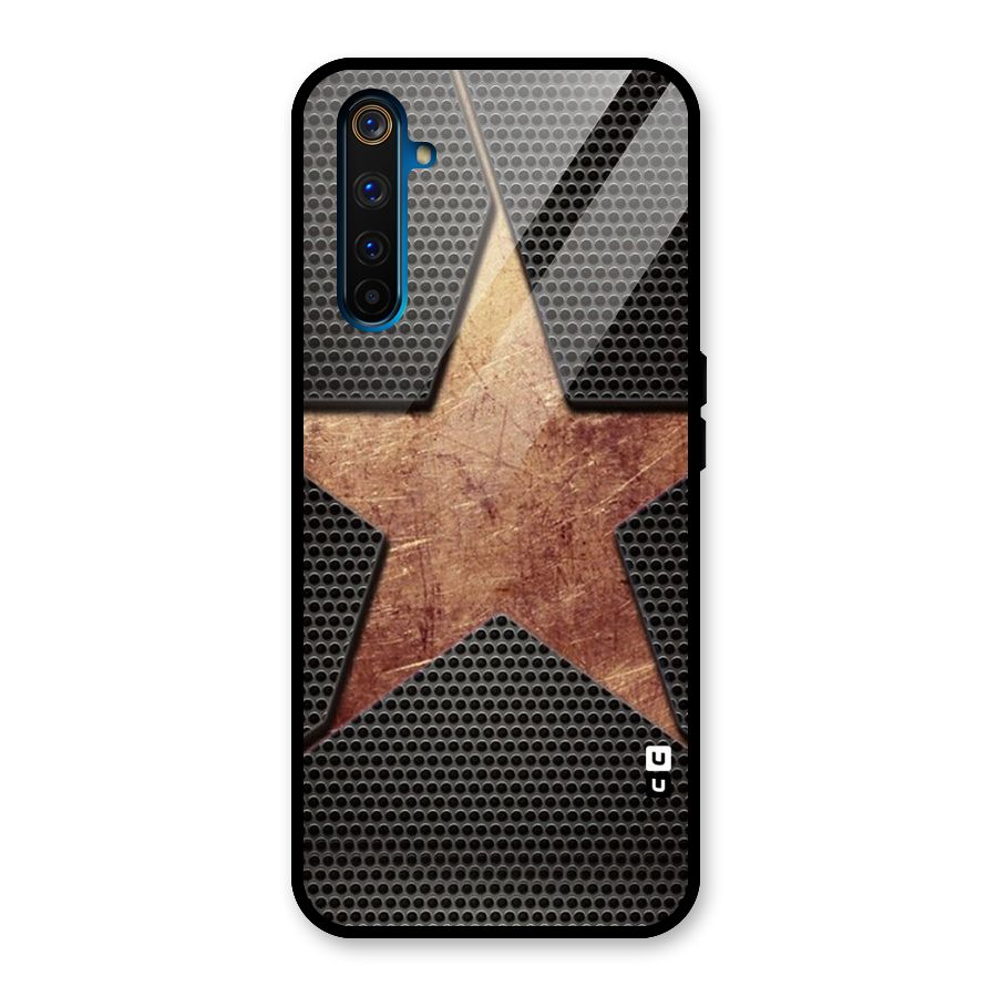 Rugged Gold Star Glass Back Case for Realme 6 Pro