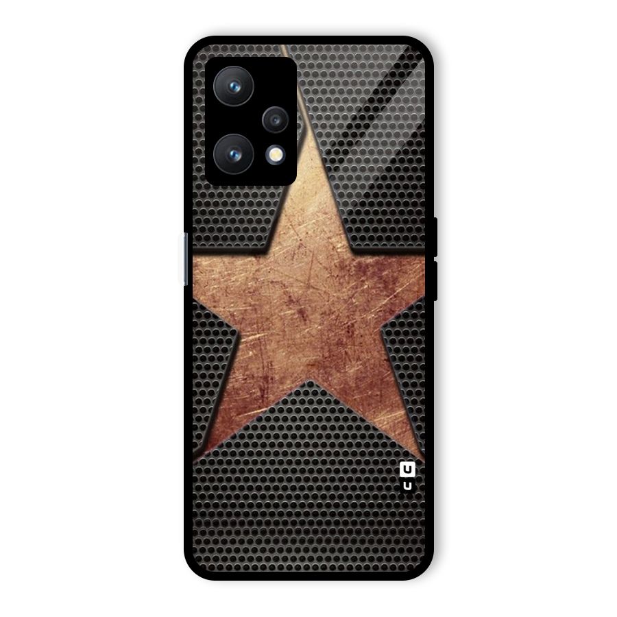 Rugged Gold Star Glass Back Case for Realme 9 Pro 5G