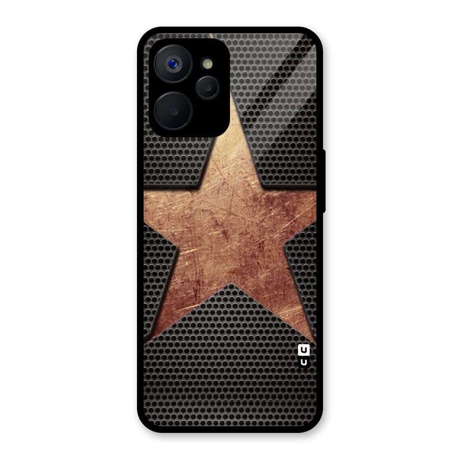 Rugged Gold Star Glass Back Case for Realme 9i 5G
