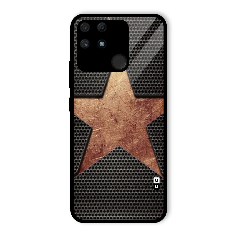 Rugged Gold Star Glass Back Case for Realme Narzo 50A