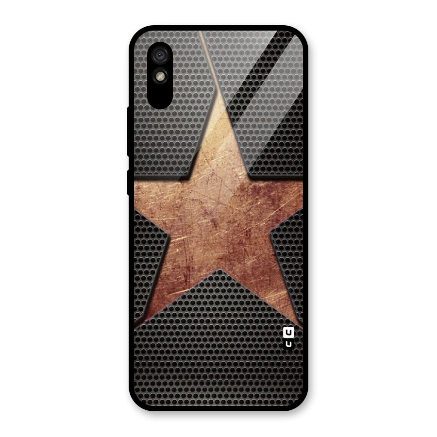 Rugged Gold Star Glass Back Case for Redmi 9A