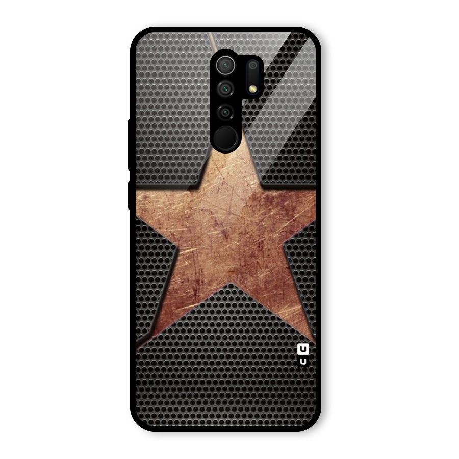 Rugged Gold Star Glass Back Case for Redmi 9 Prime