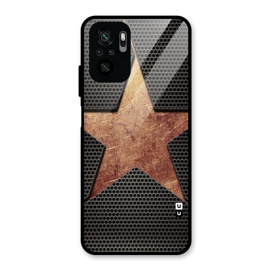Rugged Gold Star Glass Back Case for Redmi Note 10S