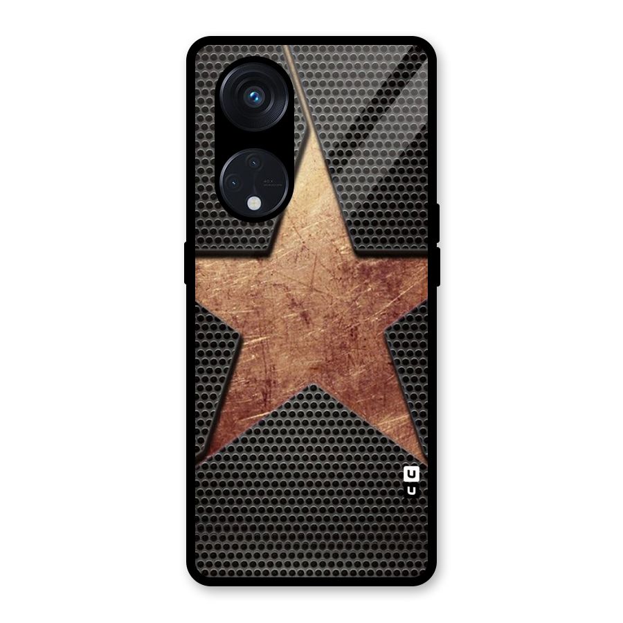 Rugged Gold Star Glass Back Case for Reno8 T 5G