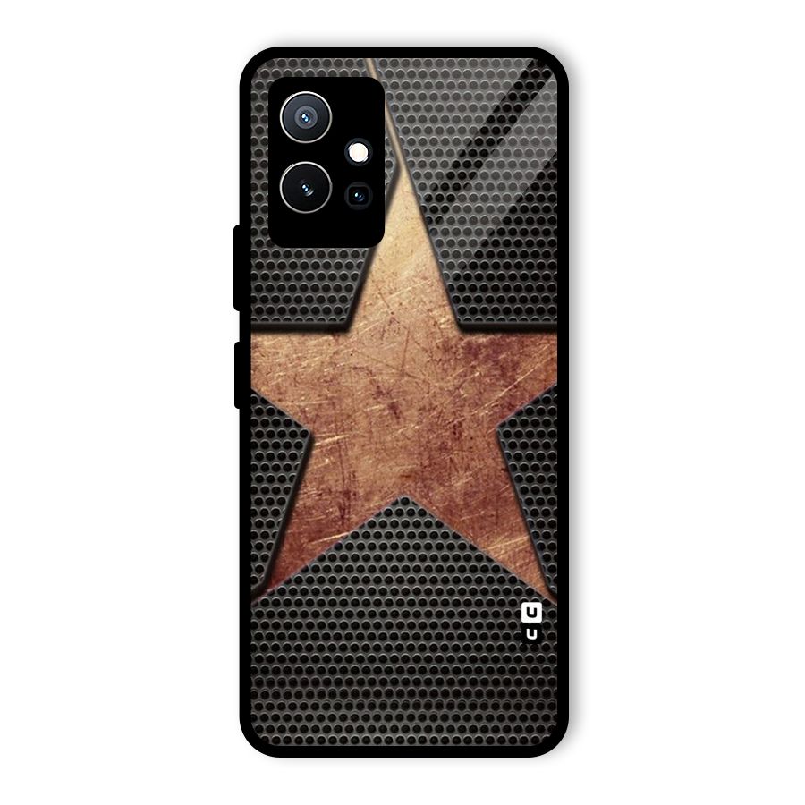 Rugged Gold Star Glass Back Case for Vivo T1 5G