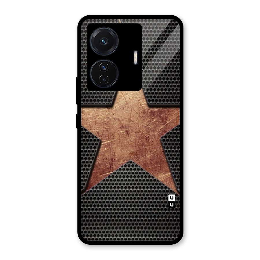 Rugged Gold Star Glass Back Case for Vivo T1 Pro