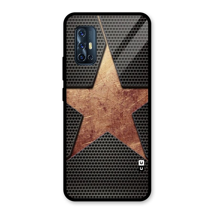Rugged Gold Star Glass Back Case for Vivo V17