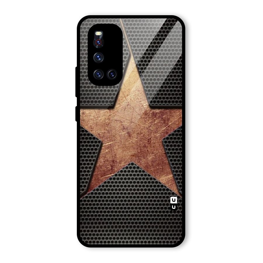 Rugged Gold Star Glass Back Case for Vivo V19