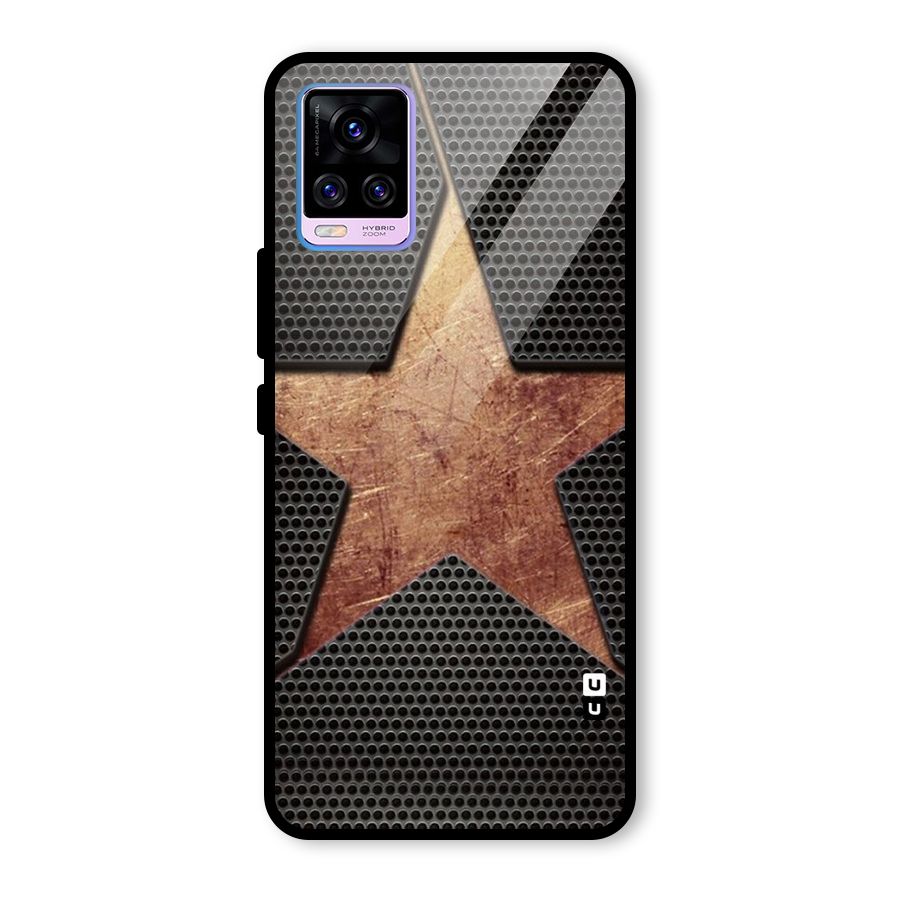 Rugged Gold Star Glass Back Case for Vivo V20 Pro