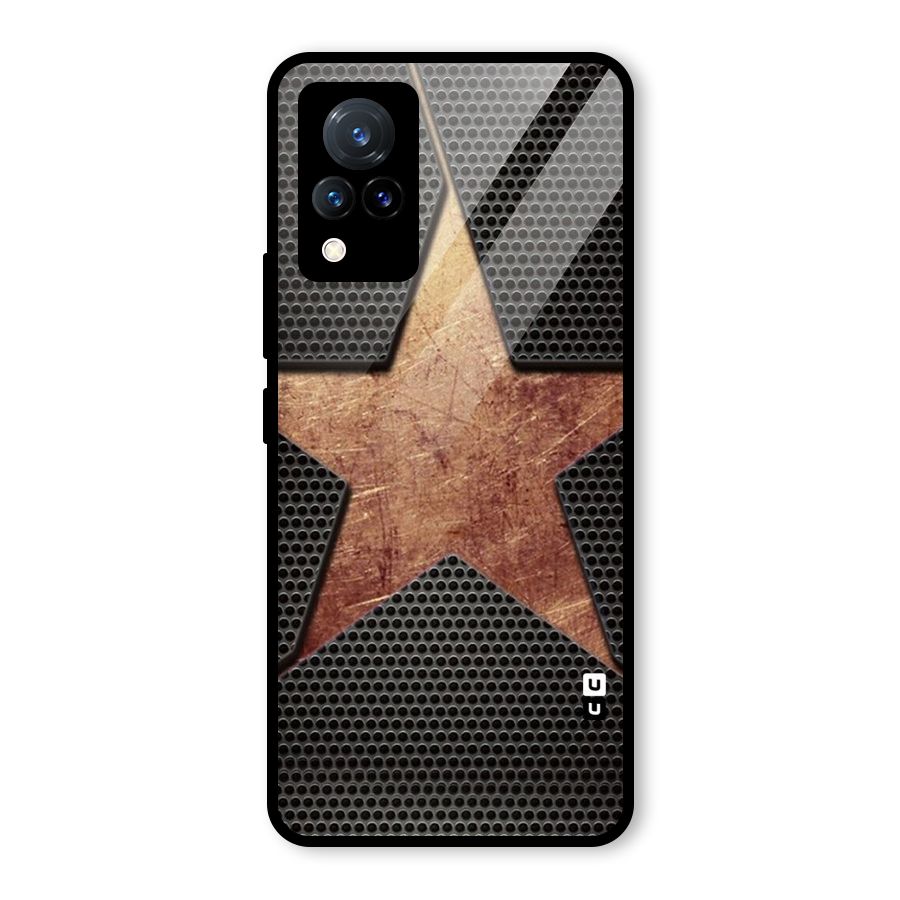 Rugged Gold Star Glass Back Case for Vivo V21 5G