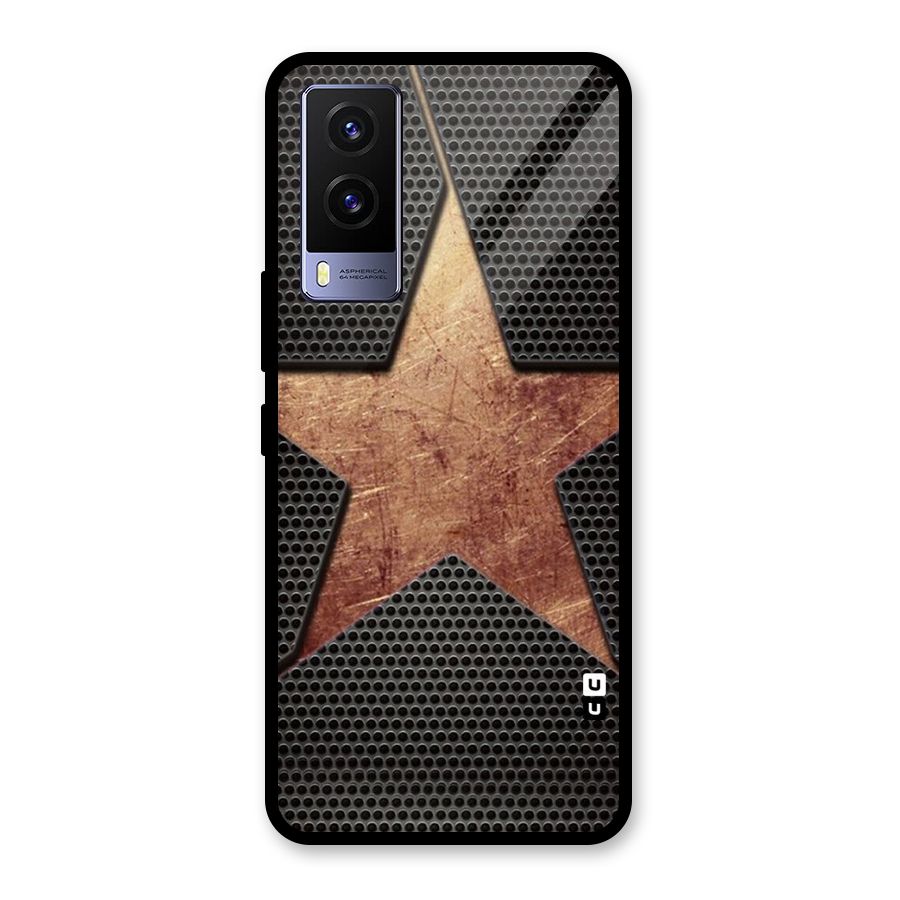 Rugged Gold Star Glass Back Case for Vivo V21e 5G