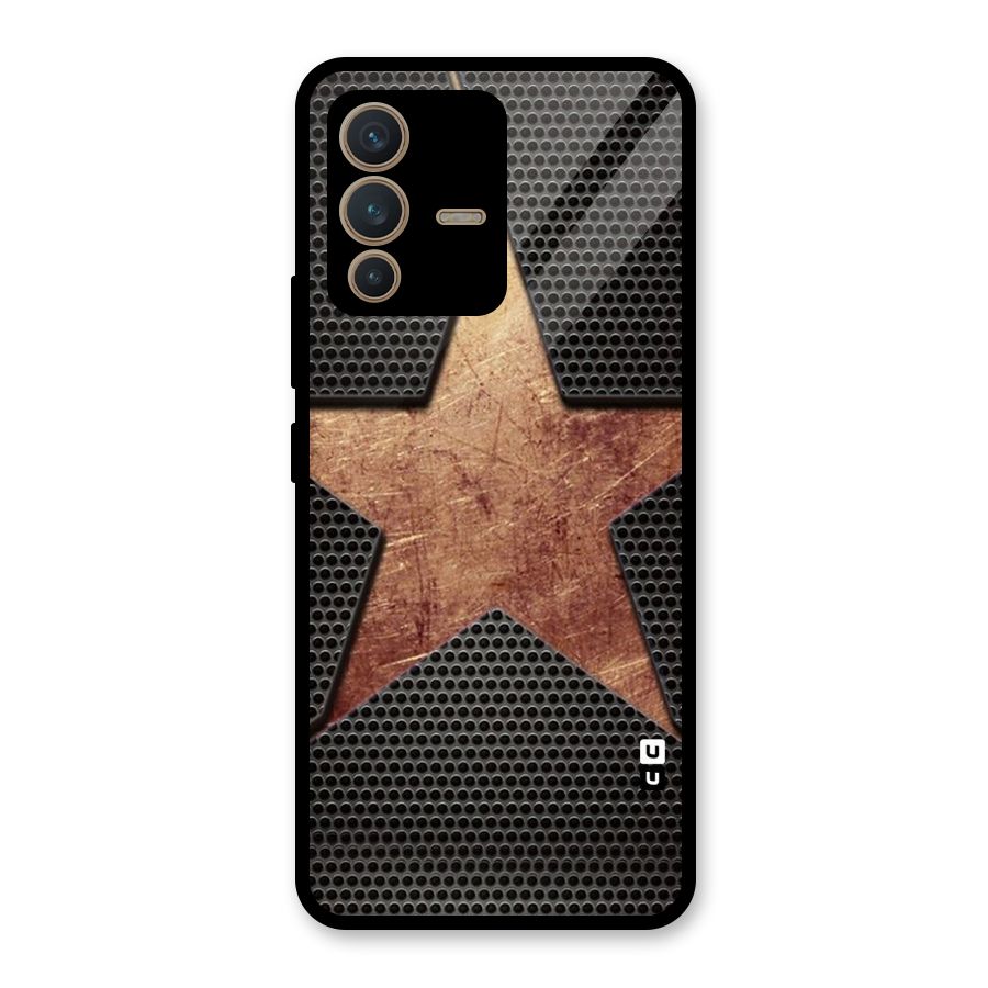 Rugged Gold Star Glass Back Case for Vivo V23 5G