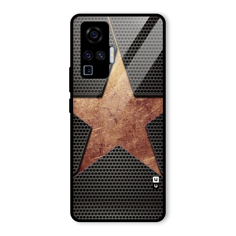 Rugged Gold Star Glass Back Case for Vivo X50 Pro