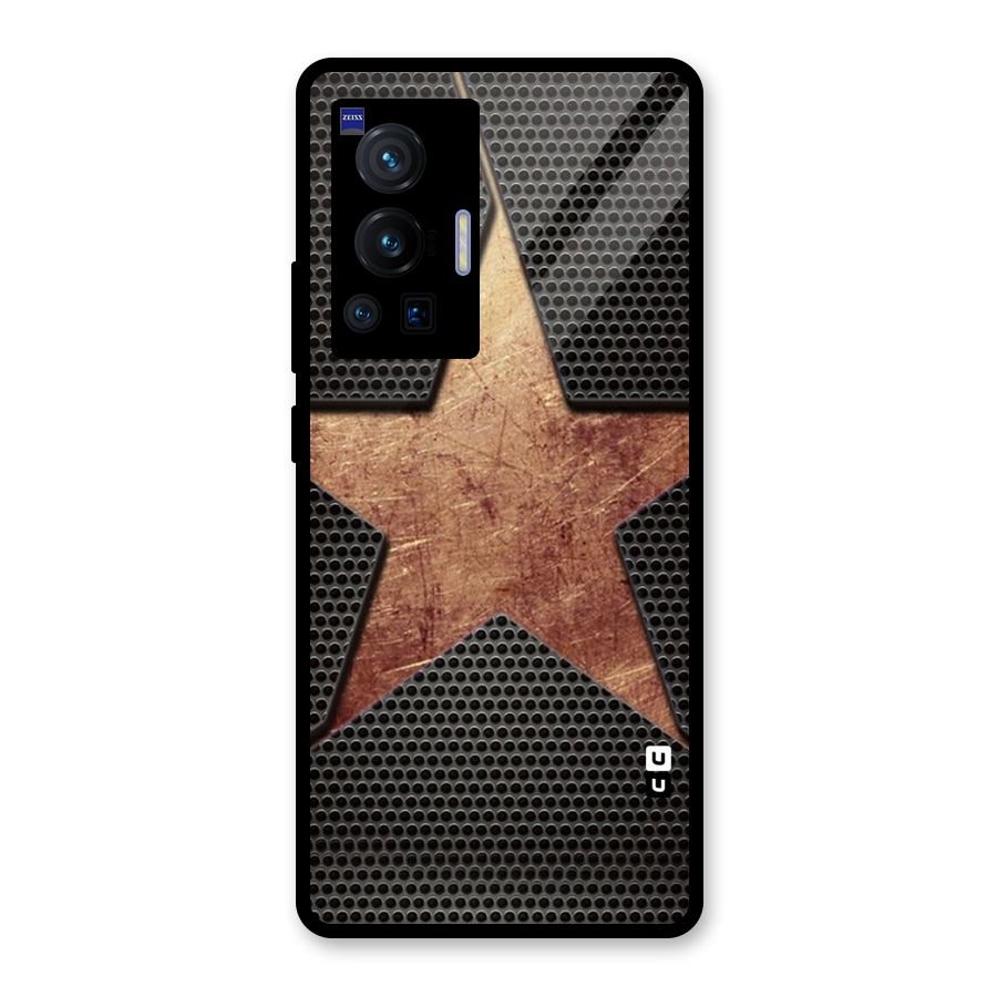Rugged Gold Star Glass Back Case for Vivo X70 Pro
