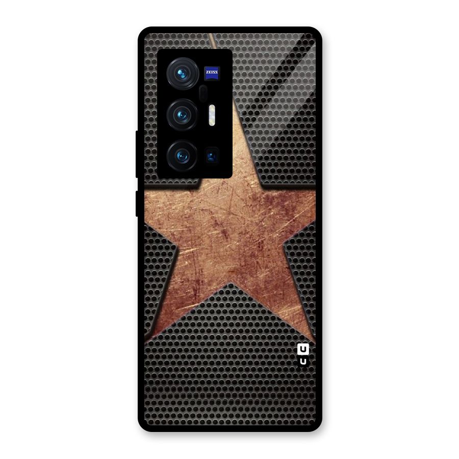Rugged Gold Star Glass Back Case for Vivo X70 Pro Plus