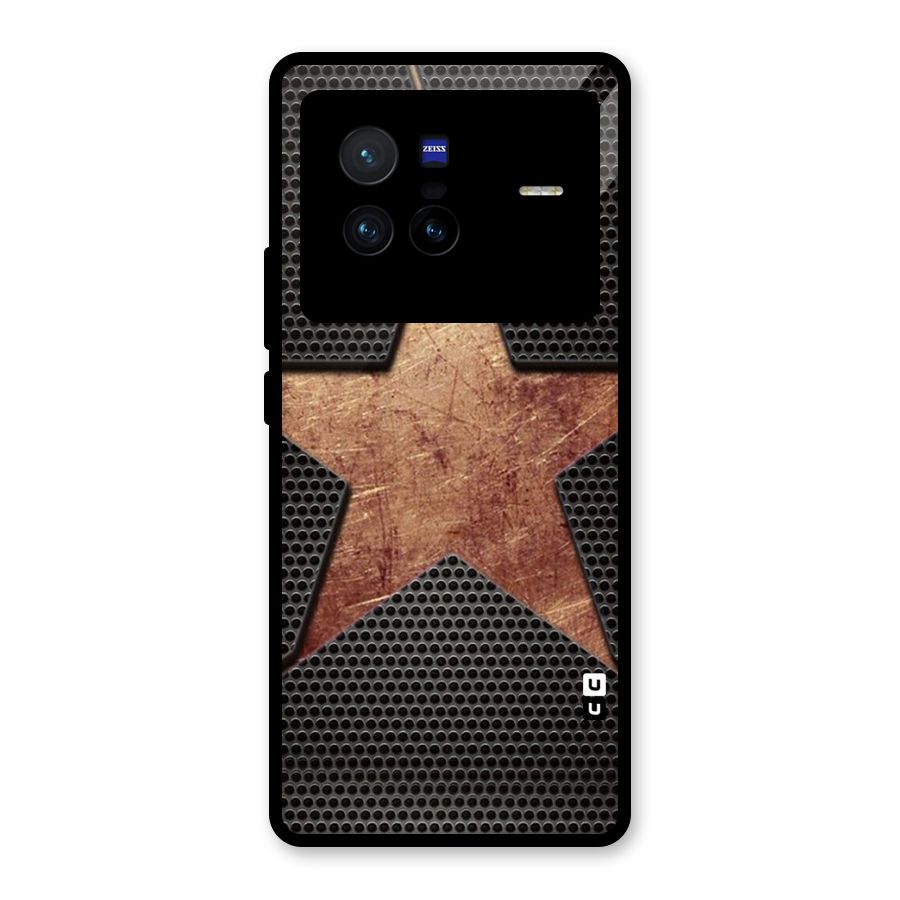 Rugged Gold Star Glass Back Case for Vivo X80