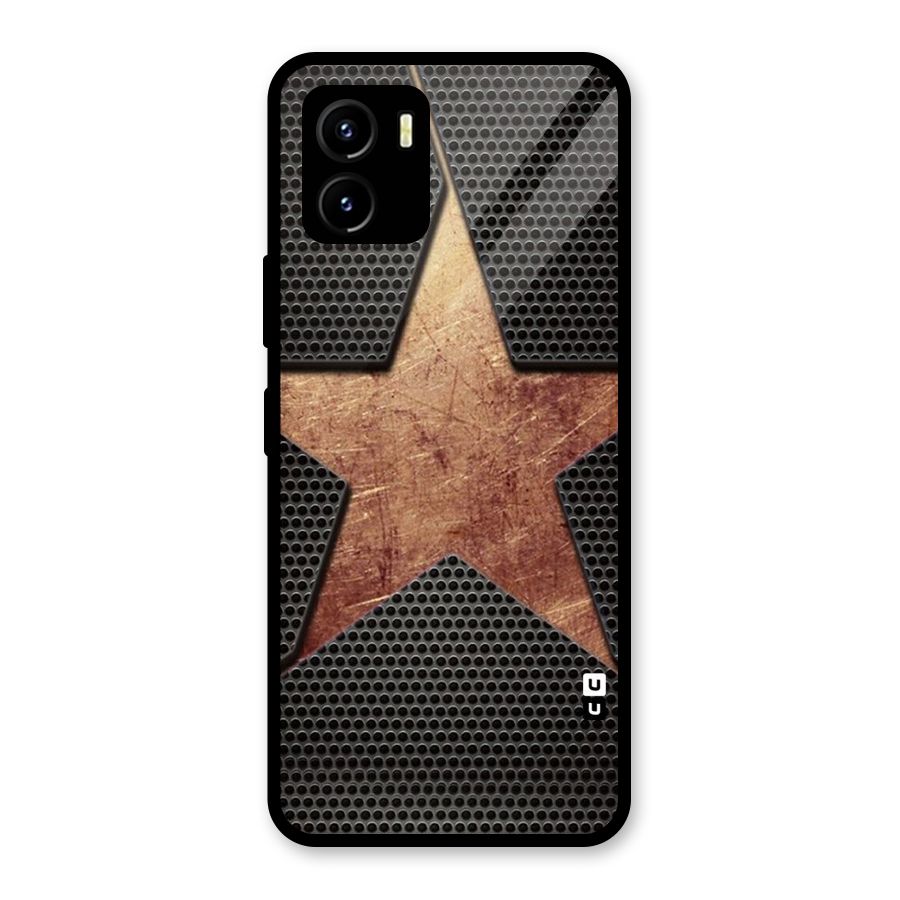Rugged Gold Star Glass Back Case for Vivo Y15s