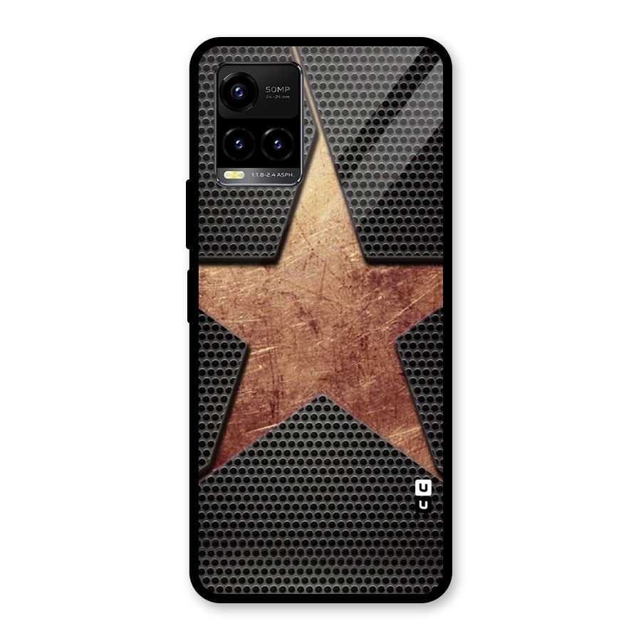 Rugged Gold Star Glass Back Case for Vivo Y21A