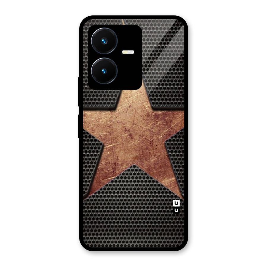 Rugged Gold Star Glass Back Case for Vivo Y22